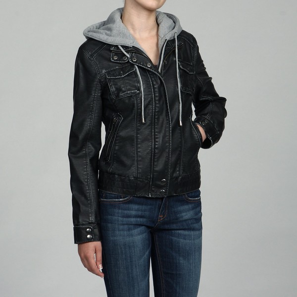 Womens Hooded Leather Jacket Sale