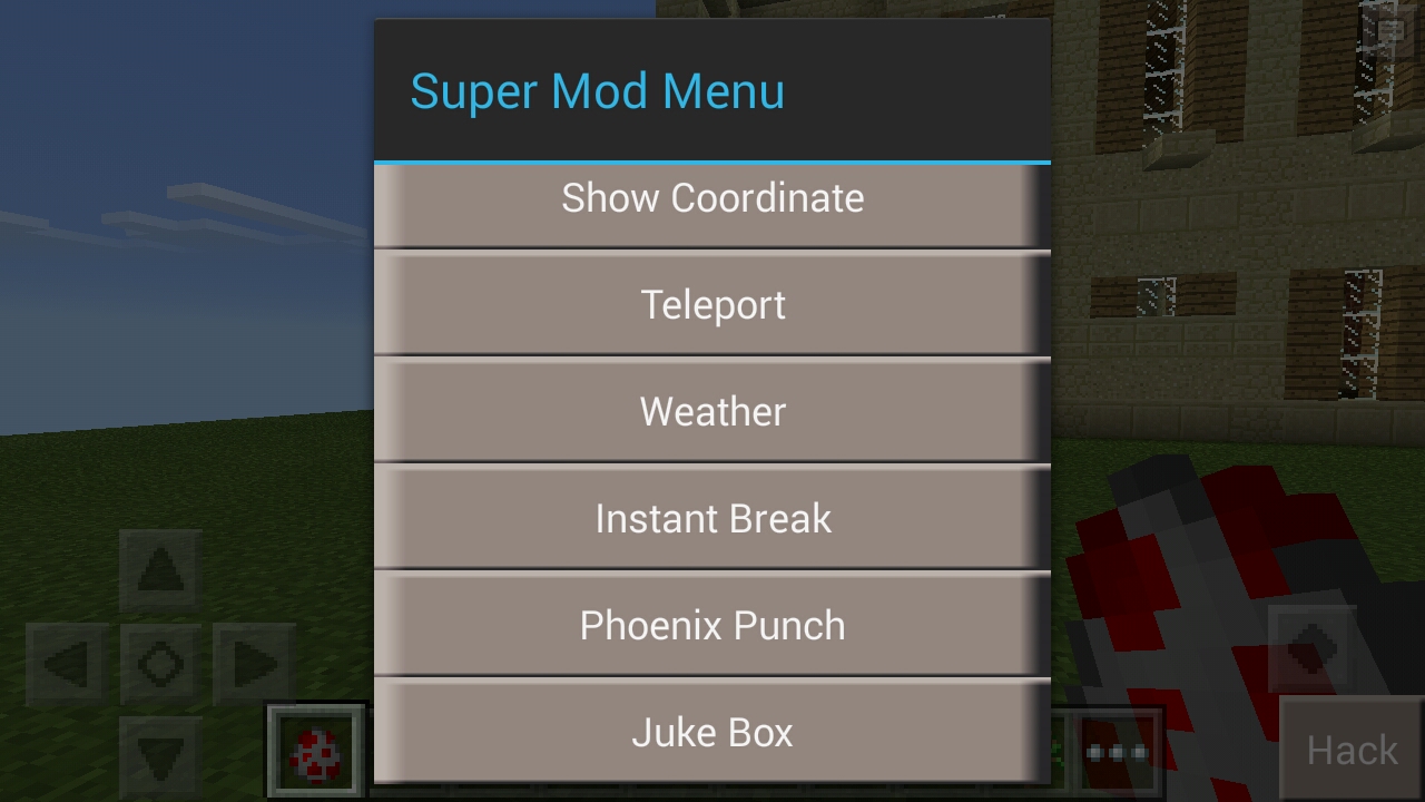 minecraft pocket edition mod menu