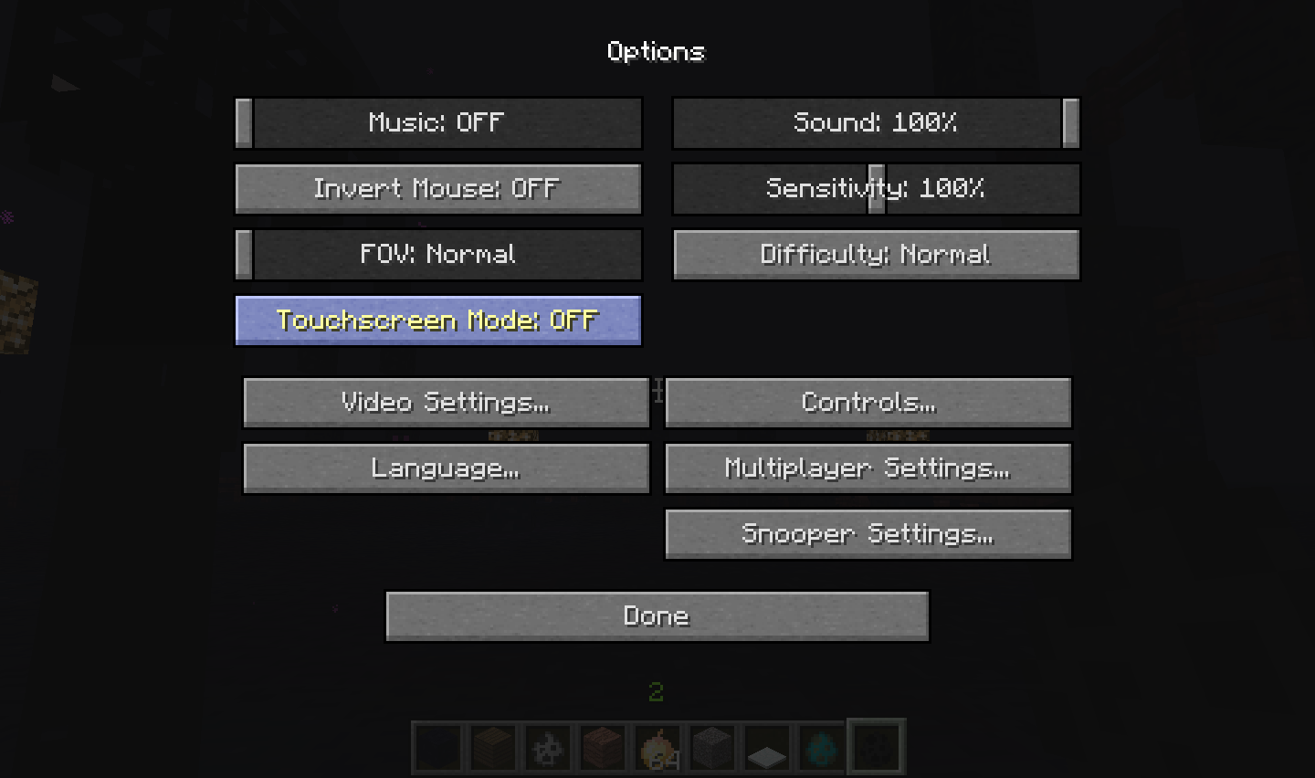 minecraft shortcuts on touch screen