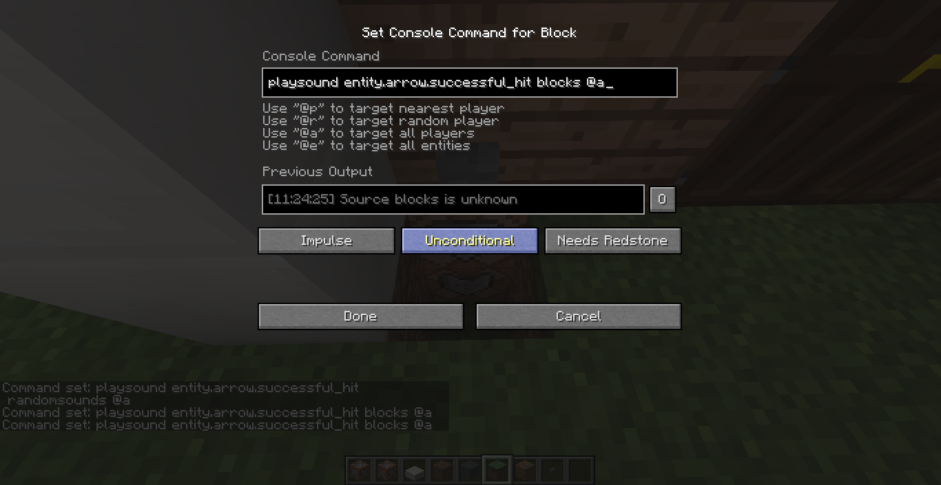 play sounds with command blocks