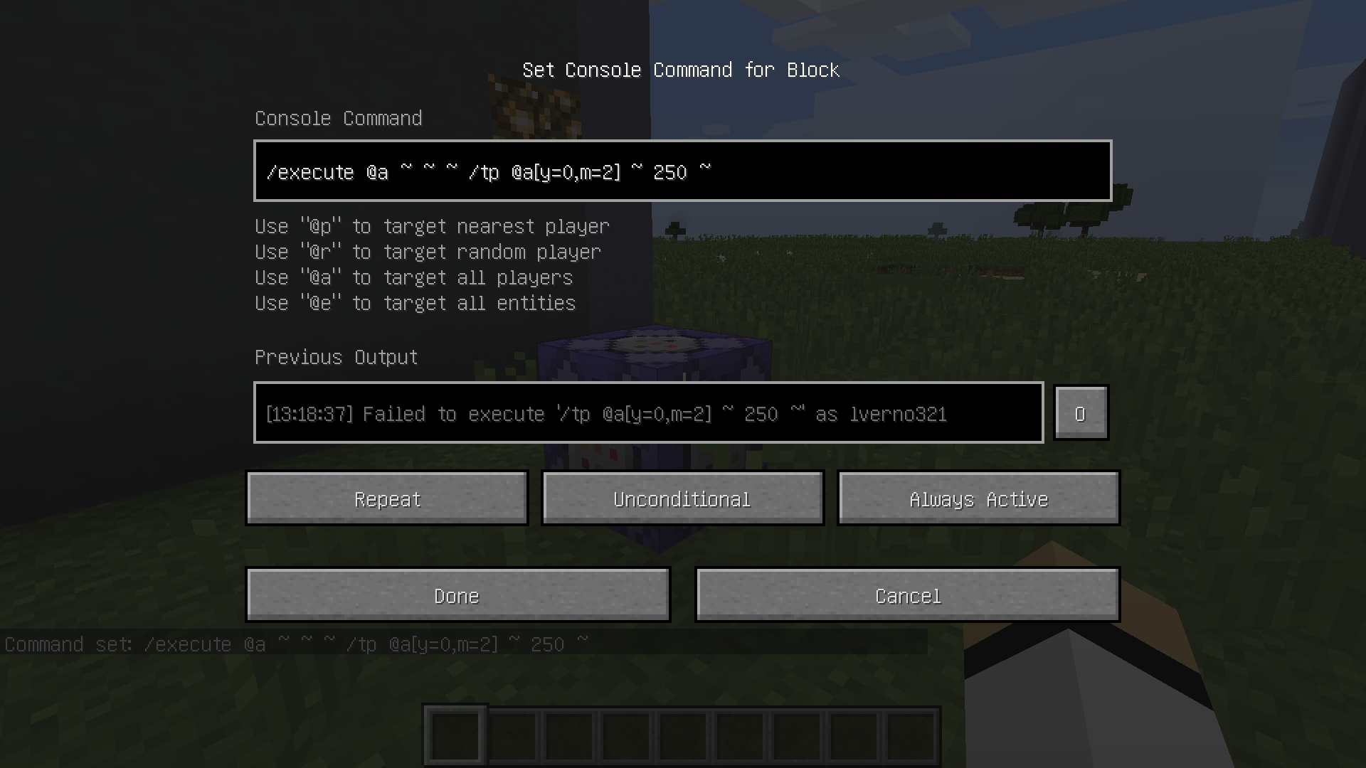 minecraft server commands teleport to playr