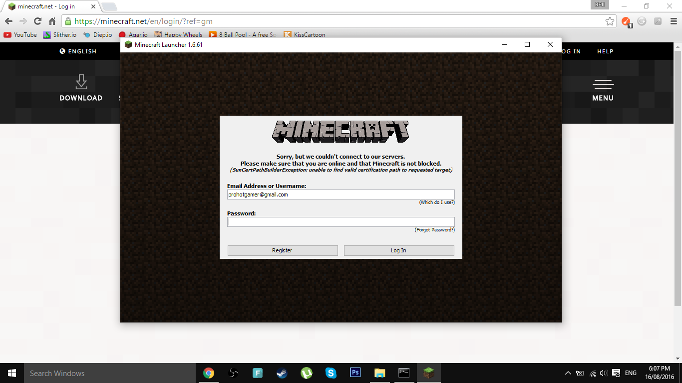 cannot log on to minecraft.net could not connect to server. minecraft launcher