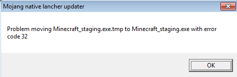 minecraft unable to update minecraft native launcher error