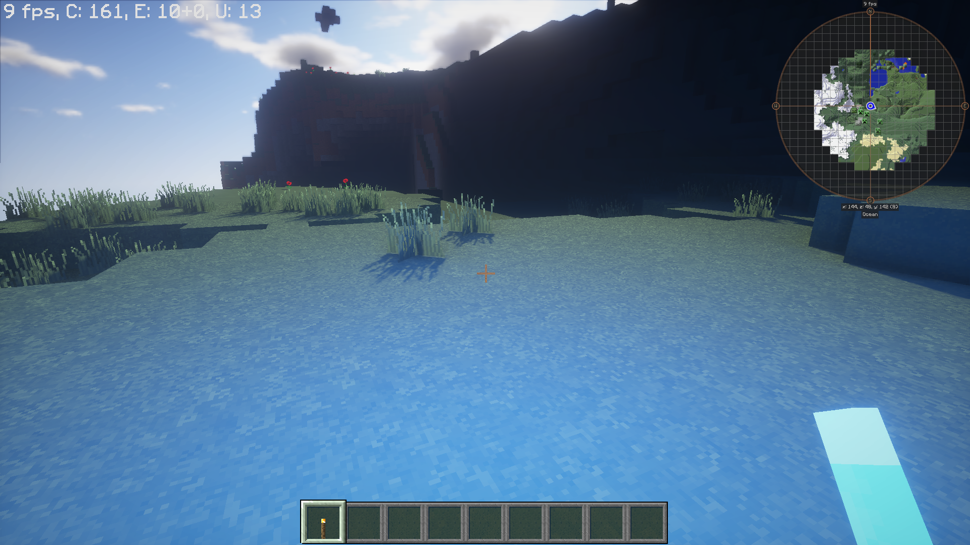 Dynamic Lighting + SEUS + Held Torch = Blue Lighting Modded Client