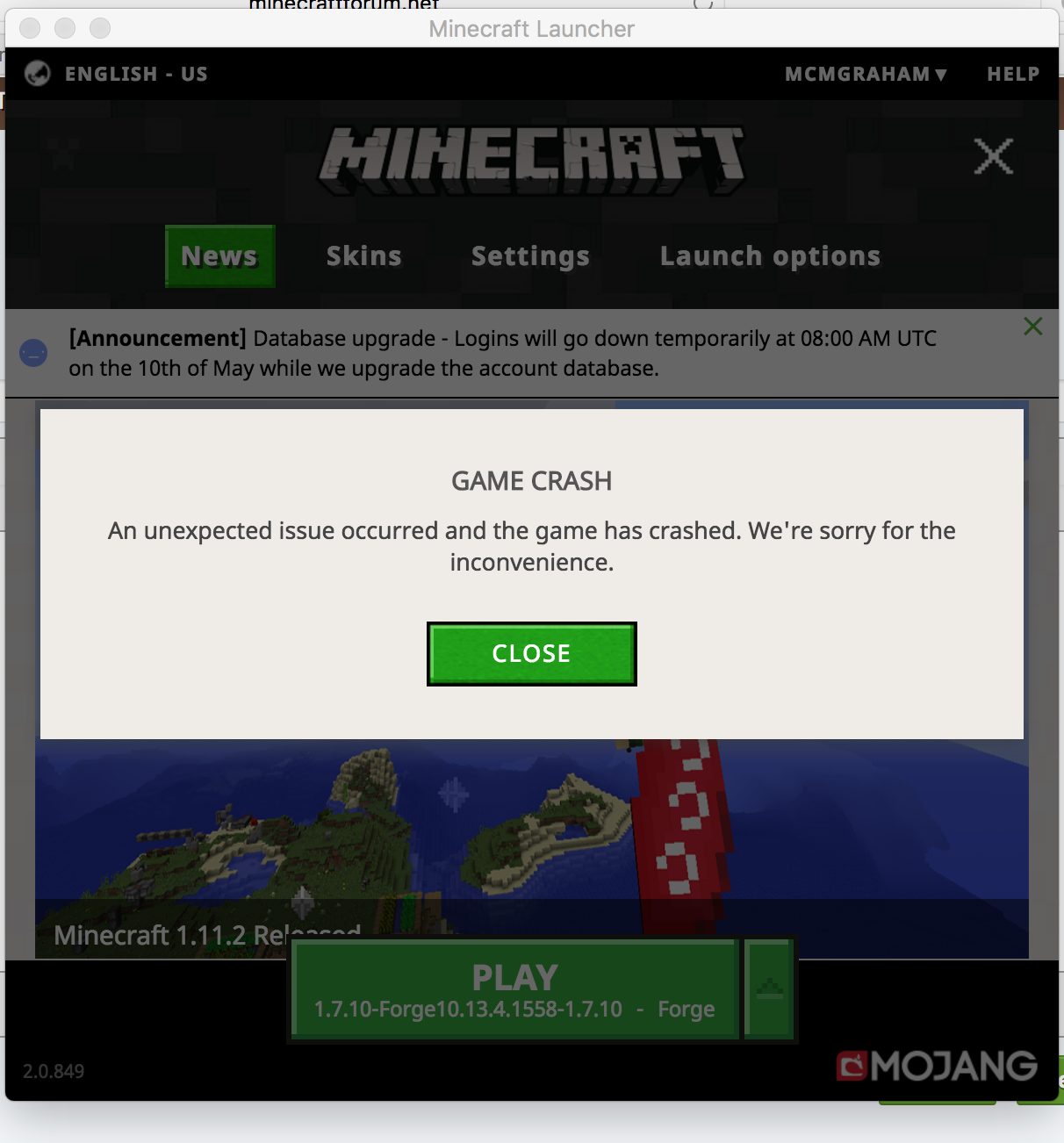 extra utilities crashes minecraft on startup after launcher update