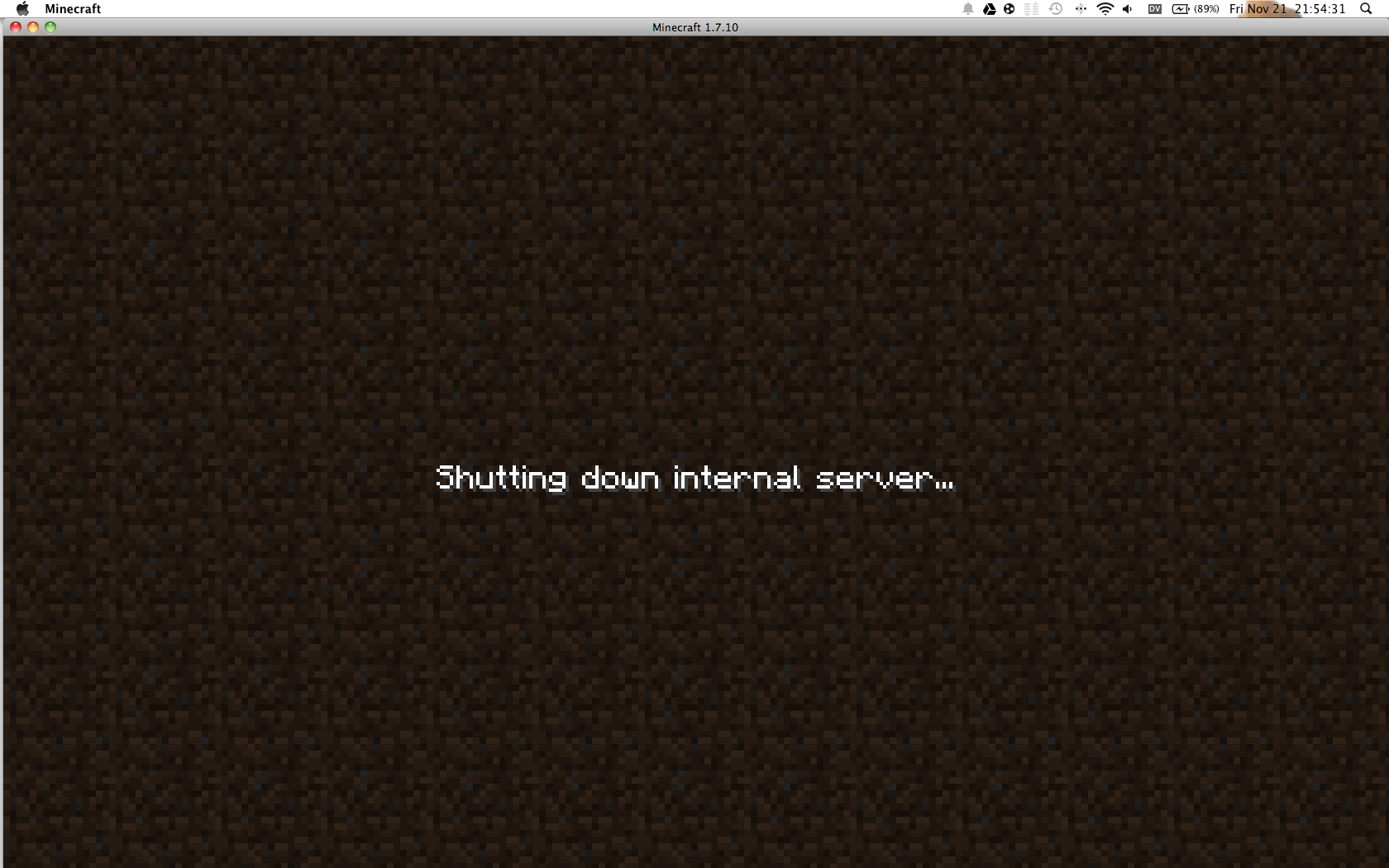 shutting down internal server minecraft forge 1.7.10