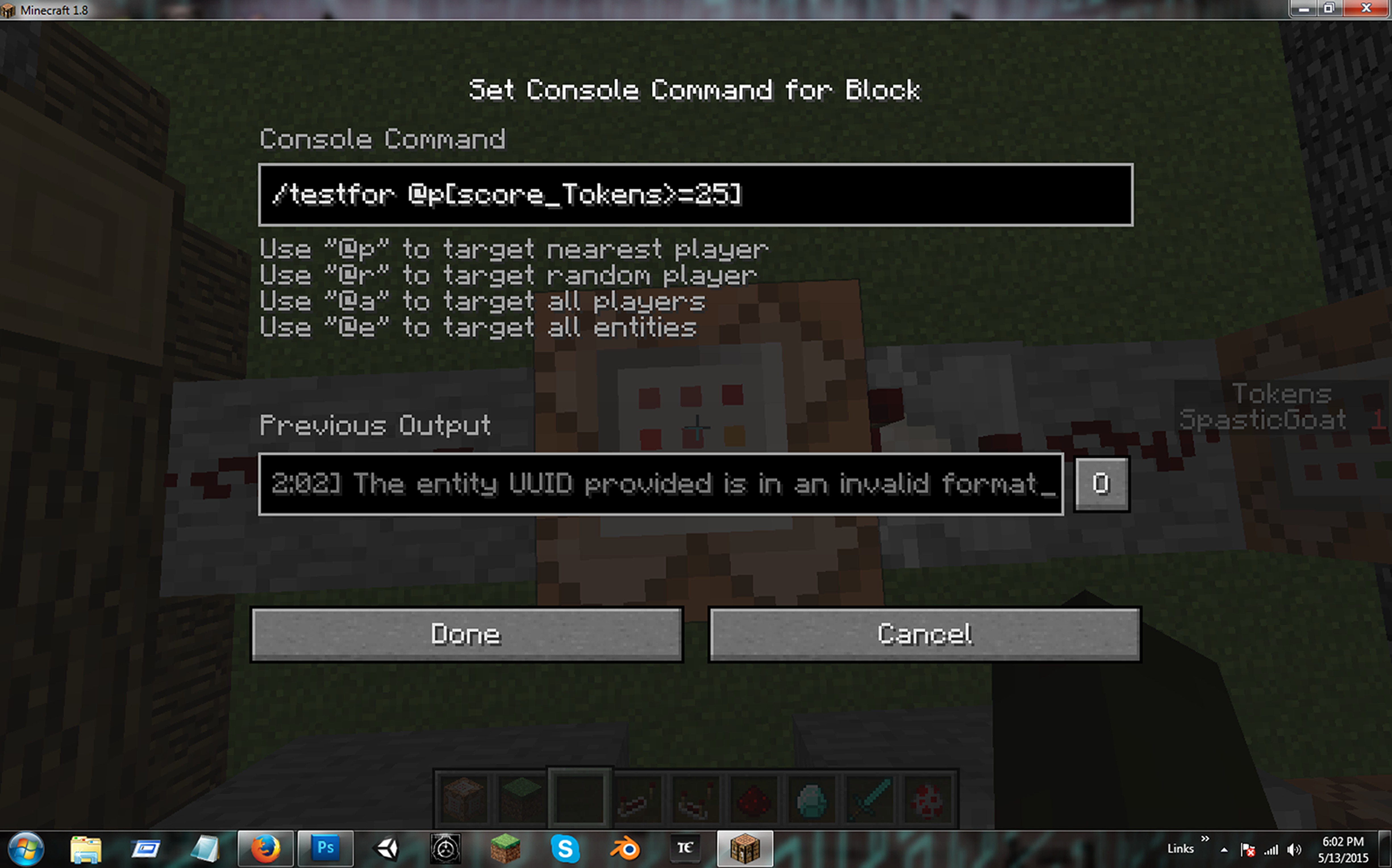 What is the title of this picture ? Testfor Command Help - Commands, Command Blocks and Functions