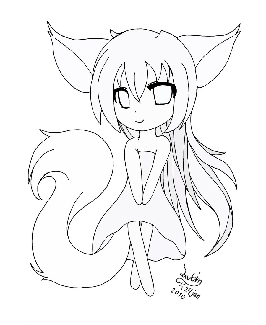 manga cat girl coloring pages - photo #34