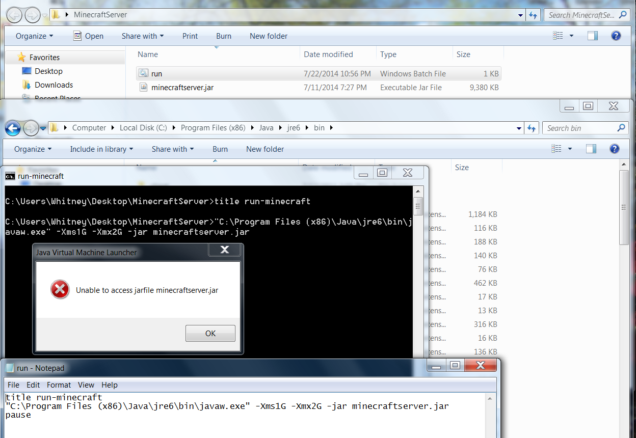 Error unable to access jarfile. Error: unable to read process jarfile. Error: unable to access jarfile Minecraft_Server.1.16.4.Jar. Error unable to accept jarfile.