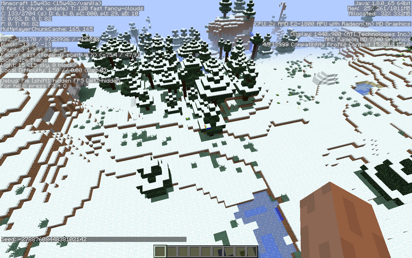 [1.9 - 15w43a] Igloo at spawn seed, the new naturally 