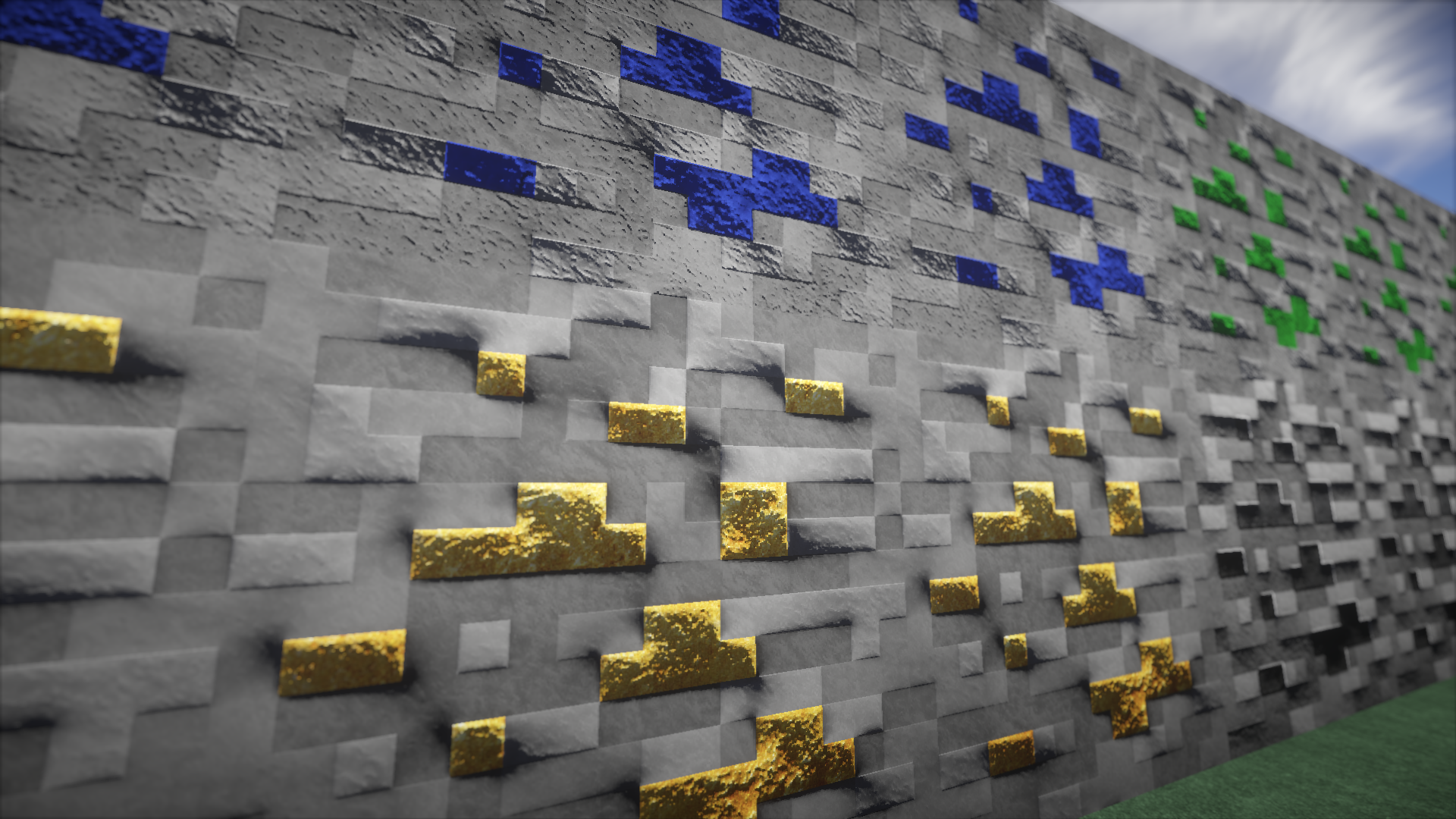 Default Minecraft Texture 512x With Bump Mapping and 