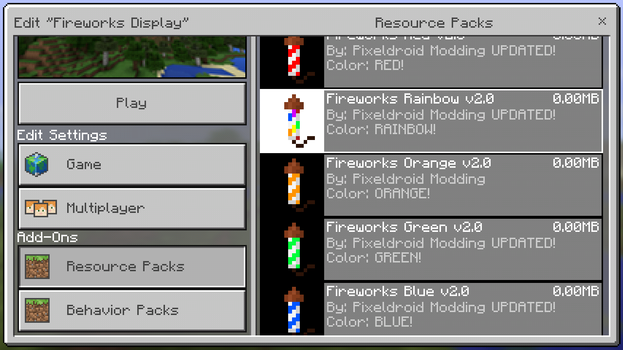 Fireworks Add-on[2.0 UPDATE](Pixeldroid) - MCPE: Mods / Tools