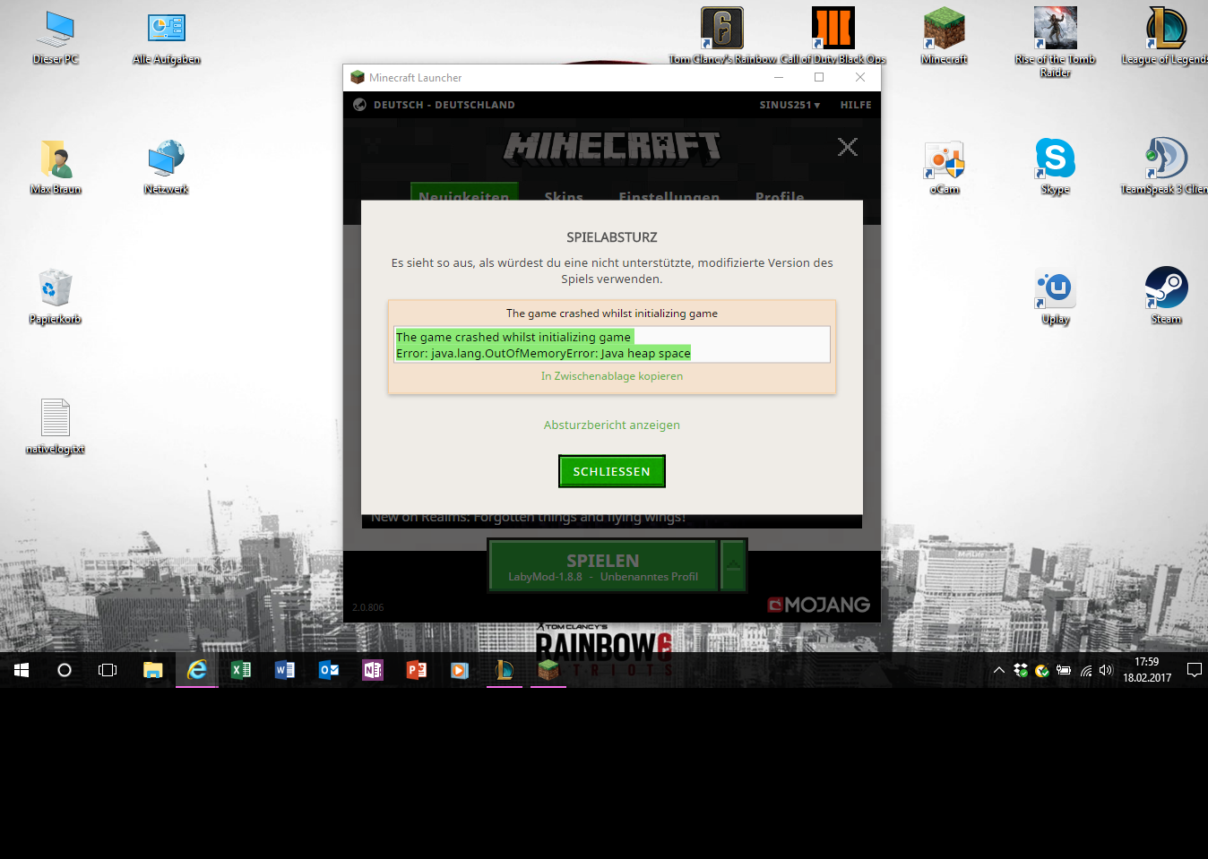 how to fix minecraft launcher game crash when initiallizing game