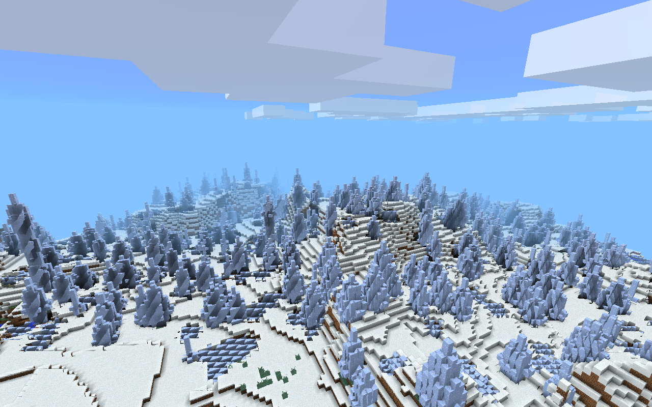 Birch Forest, Mega Taiga AND Ice Spike biome next to each 